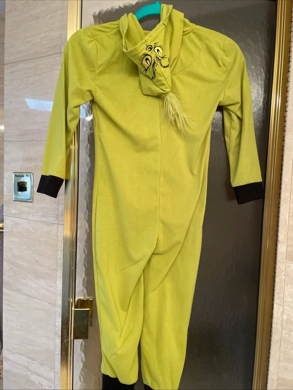 Dr. Seuss The Grinch Green One-Piece Zip Hooded PJ sleepwear Kids Size Small (6)